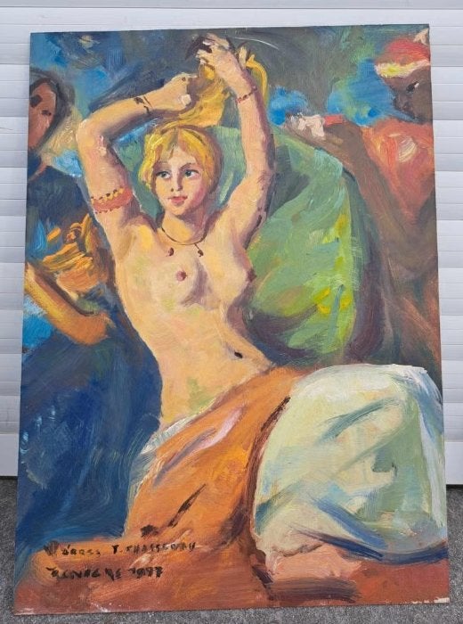 Huile sur panneau femme nue signe tony reniers, Antiquités & Art, Enlèvement ou Envoi, Panneau