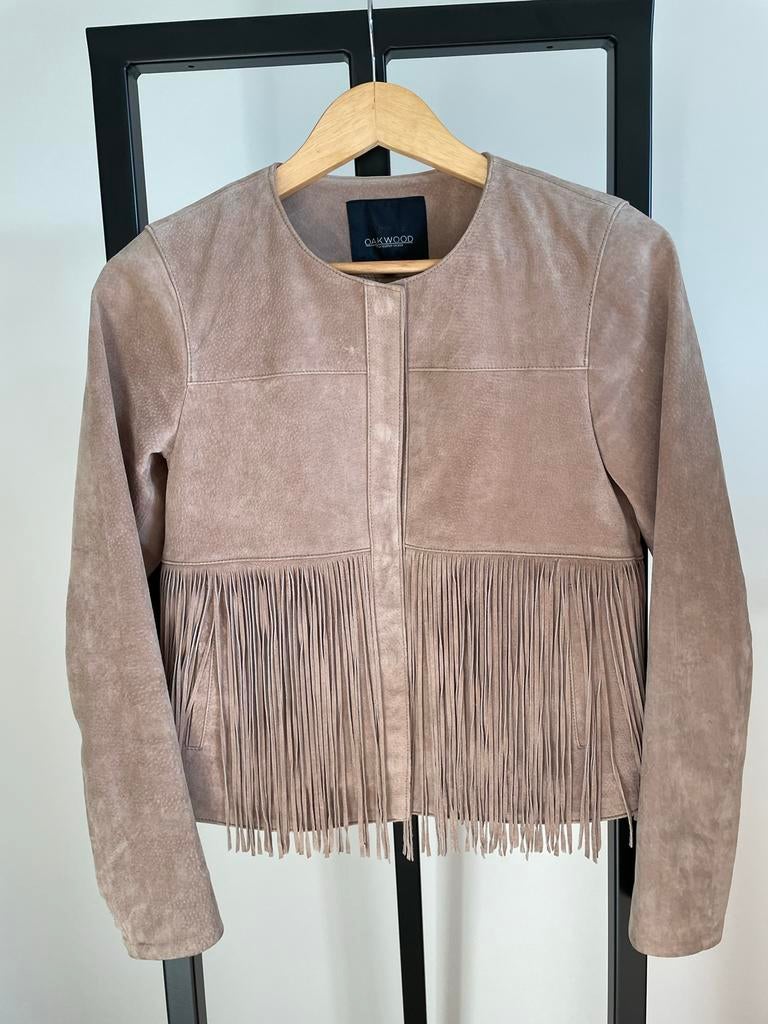 Trendy vestje met franjes en drukknoppen, Beige, Ophalen of Verzenden, Zo goed als nieuw, Jasje