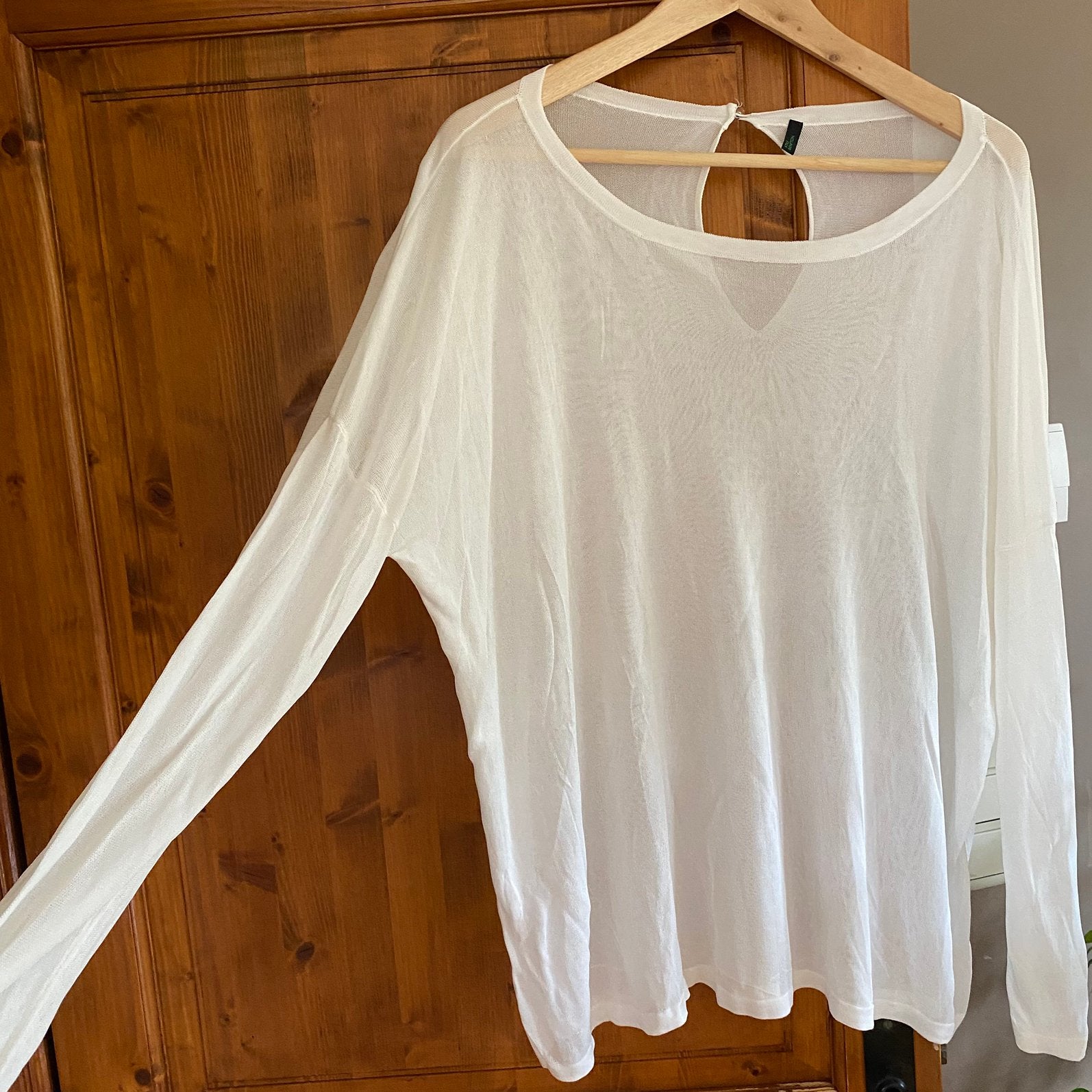 Pull léger New Benetton pour femme taille L, Envoi, Neuf, Taille 42/44 (L), Blanc