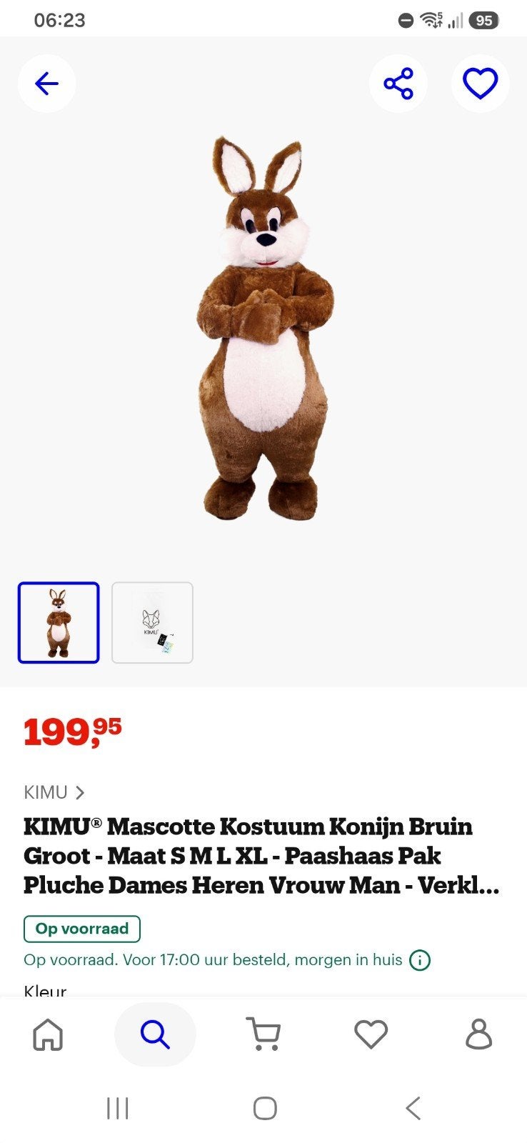 Konijn kostuum .1 keer gedragen, Ophalen