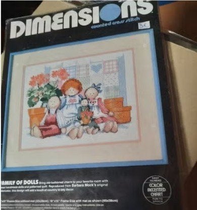 Dimensions Orig. Motif - Famille de poupées + fils résiduels, Enlèvement ou Envoi, Utilisé, Broderies à la main, Patron