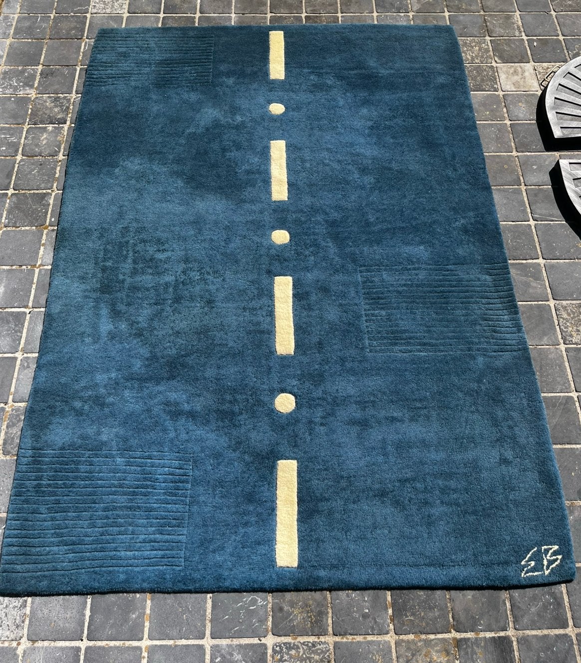 Tapis en pure laine EB Signature Bleu pétrole, Enlèvement, Utilisé