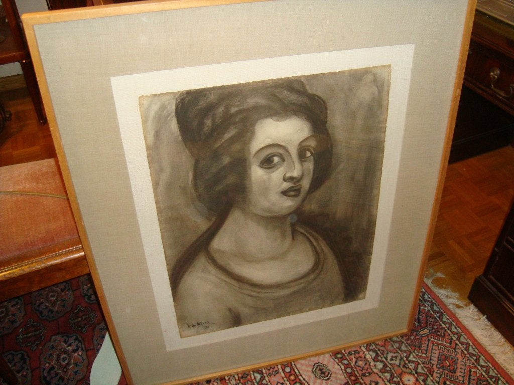 Schilderij van PROSPER DE TROYER(1880-1961), Antiek en Kunst, Ophalen, Expressionistisch, Gedateerd, Portret of Personen