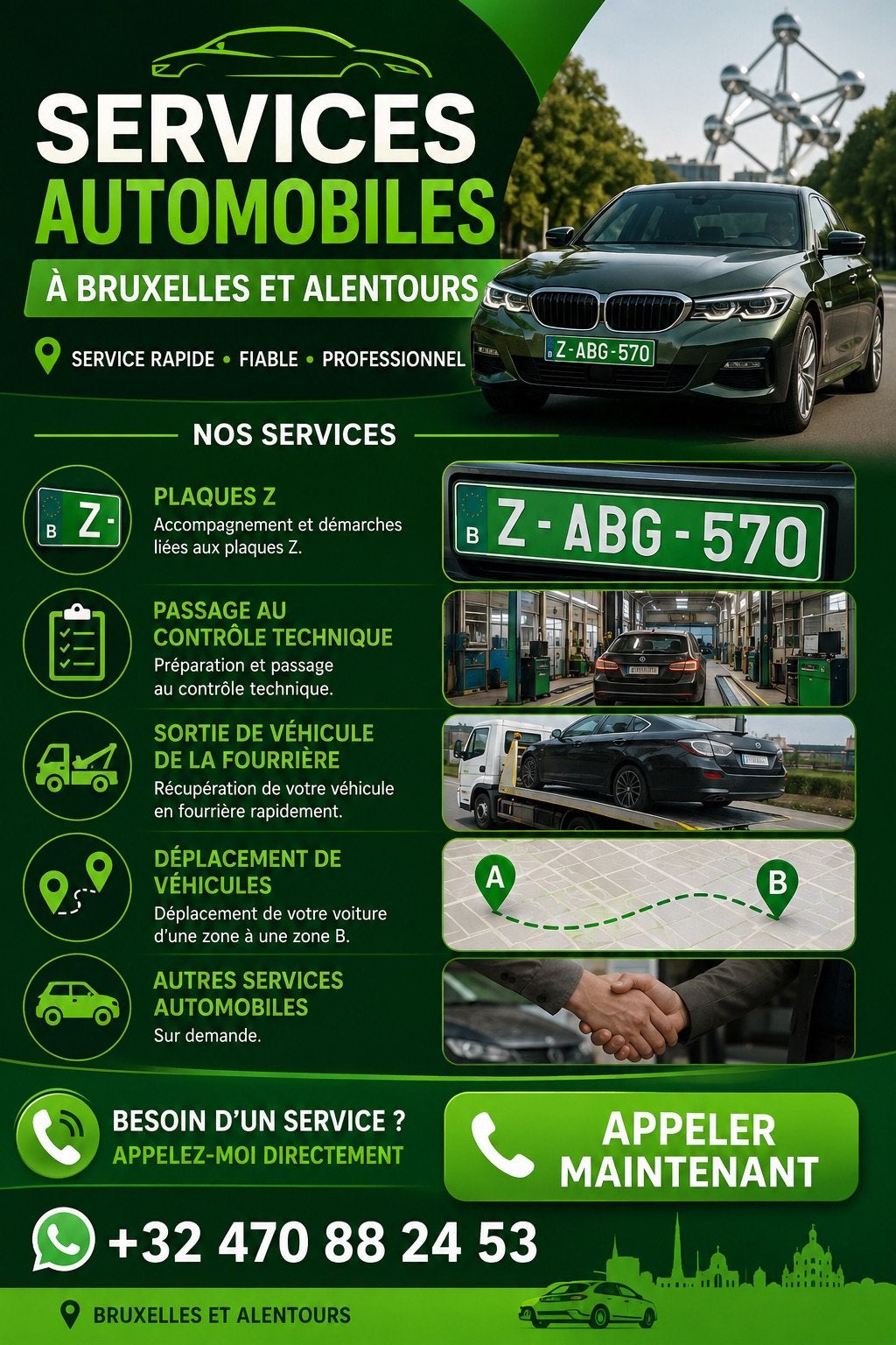 SERVICES AUTOMOBILES – BRUXELLES & ALENTOURS, Enlèvement, Comme neuf
