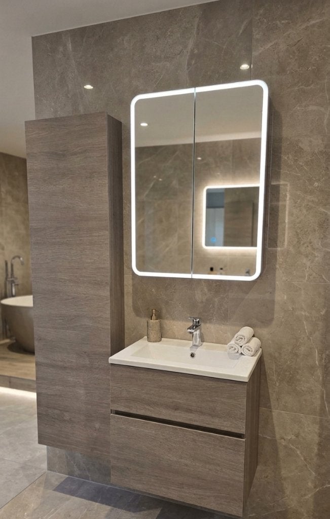 Armoire miroir avec éclairage LED intégré, Neuf, Armoire à miroir, Moins de 25 cm, Moins de 100 cm