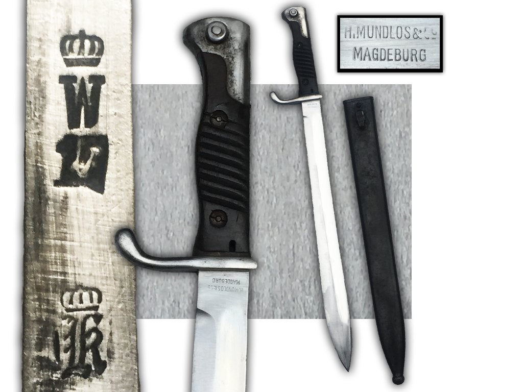 🚨Superbe BAIONNETTE PRUSSE H.MUNDLOS & C WW1 Original, Enlèvement ou Envoi, Armée de terre, Couteau ou Poignard