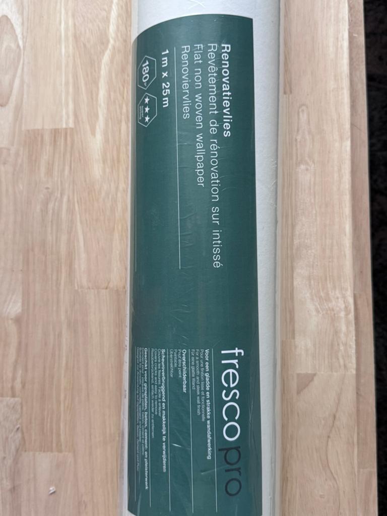 1 rol renovlies/vliesbehang180 gr, Ophalen, 10 tot 25 m²