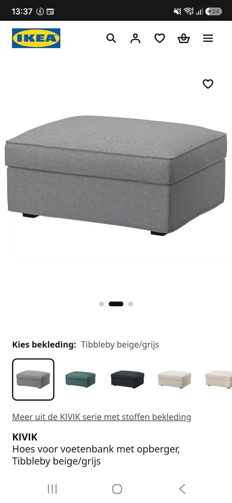 Kivik grijze voetenbank hoes NIEUW (in totaal 6 stuks besch), Neuf, Enlèvement ou Envoi, Synthétique, Moins de 50 cm