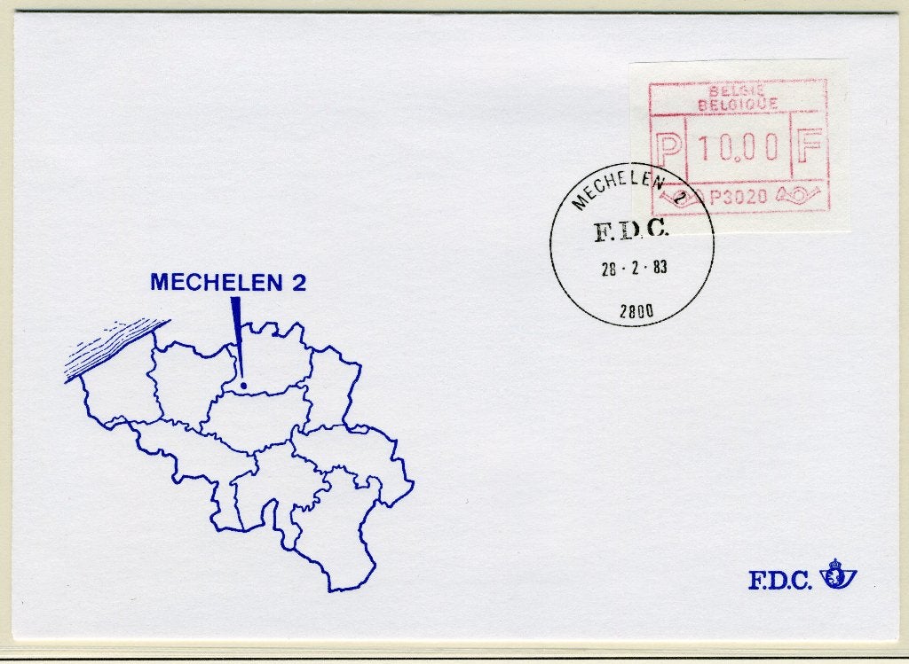 (B) Enveloppe ATM20 FDC 1983 - Malines 2 (P3020), Envoi, Affranchi, Oblitération 1er jour