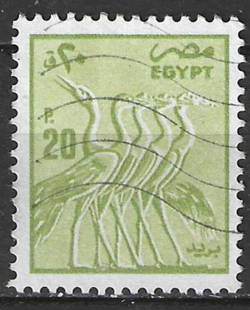 Egypte 1985 - Yvert 1296 - Gebeeldhouwde kraanvogels (ST), Verzenden, Egypte, Gestempeld