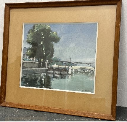technique mixte la seine signe georges redon, Ophalen of Verzenden