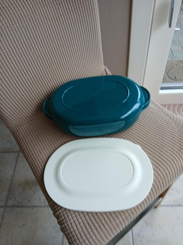 Tupperware Microcook 1,5 litre avec couvercle blanc, Enlèvement ou Envoi, Utilisé, Vert