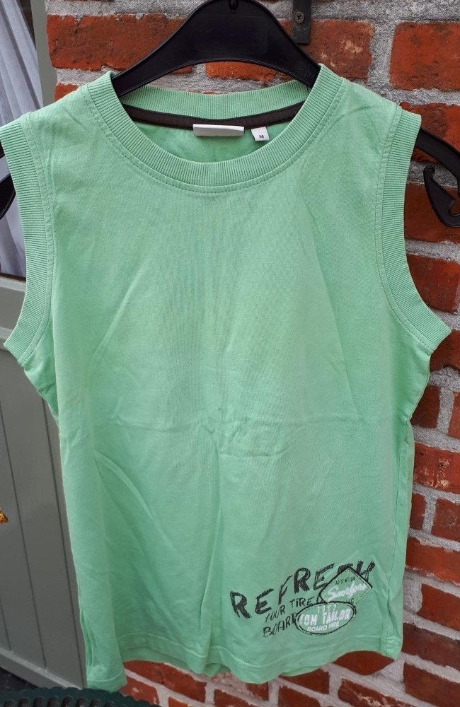 Heren - Tom Tailor - mouwloos tshirt - groen - maat M, Tom Tailor, Zo goed als nieuw, Groen, Verzenden