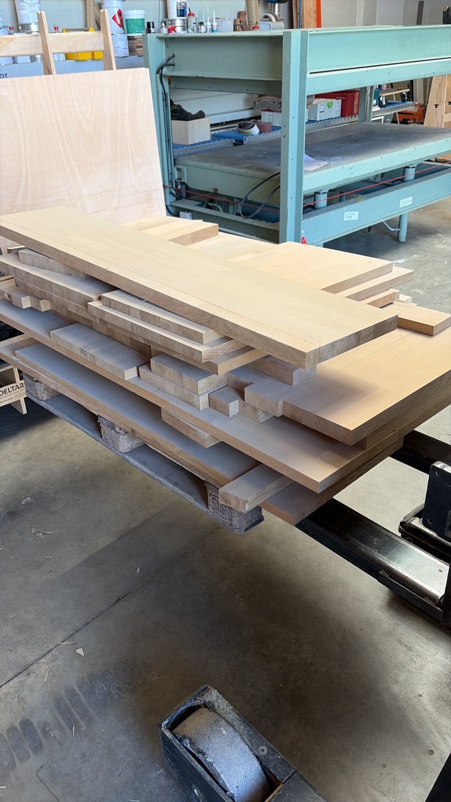 Pallet met eiken blokplaat reststukken, Enlèvement, Comme neuf, Chêne, Palette