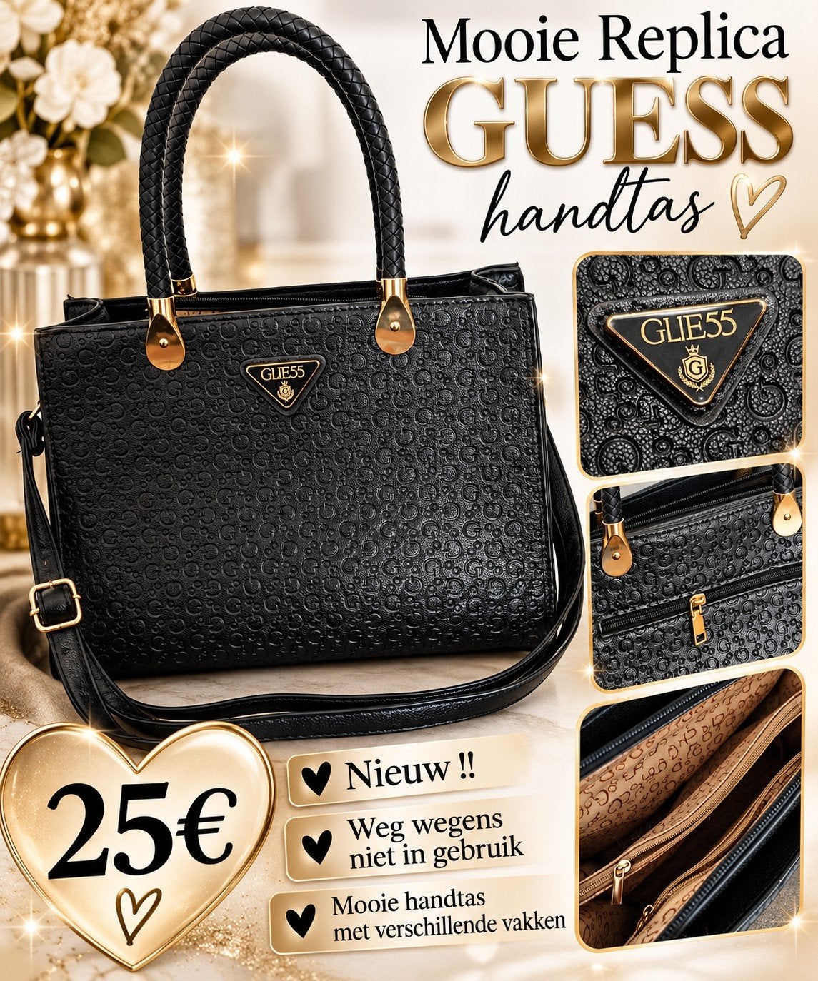 Guess handtas, Handtassen en Accessoires, Ophalen, Nieuw, Zwart, Handtas