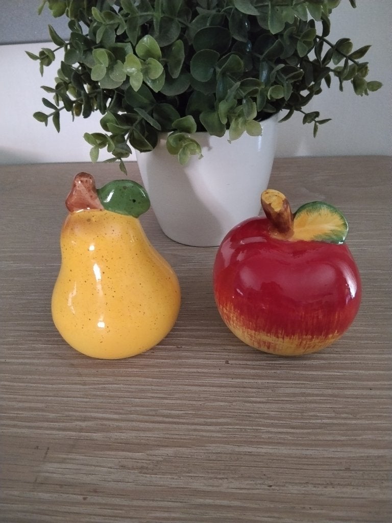 vintage keramische decoratie appel en peer, Ophalen of Verzenden, Zo goed als nieuw