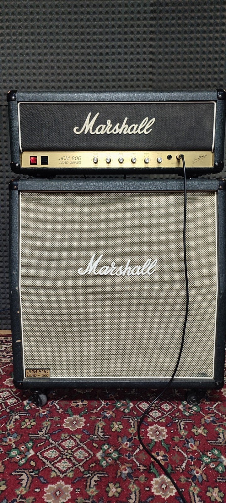Marshall JCM 800 2204 50 watt 1984 + 4x12 vintage G1265's, Ophalen, Gebruikt, Gitaar, 50 tot 100 watt