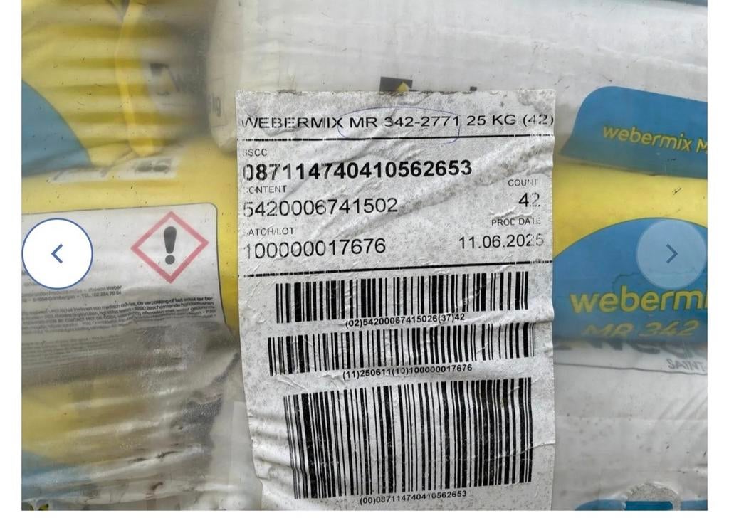 Mortier webermix mr 342, Enlèvement