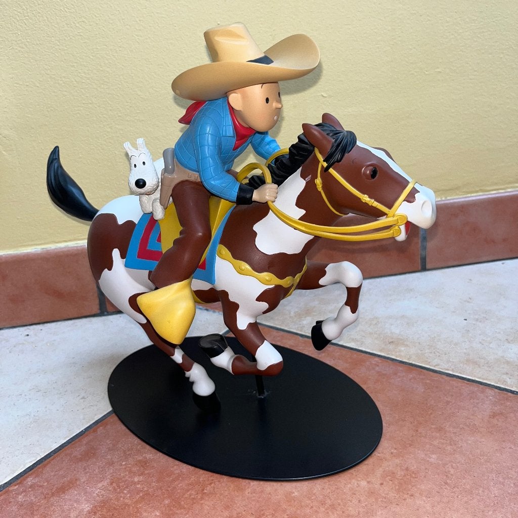 Figurine « Tintin cow-boy à cheval », Enlèvement, Tintin, Comme neuf, Statue ou Figurine