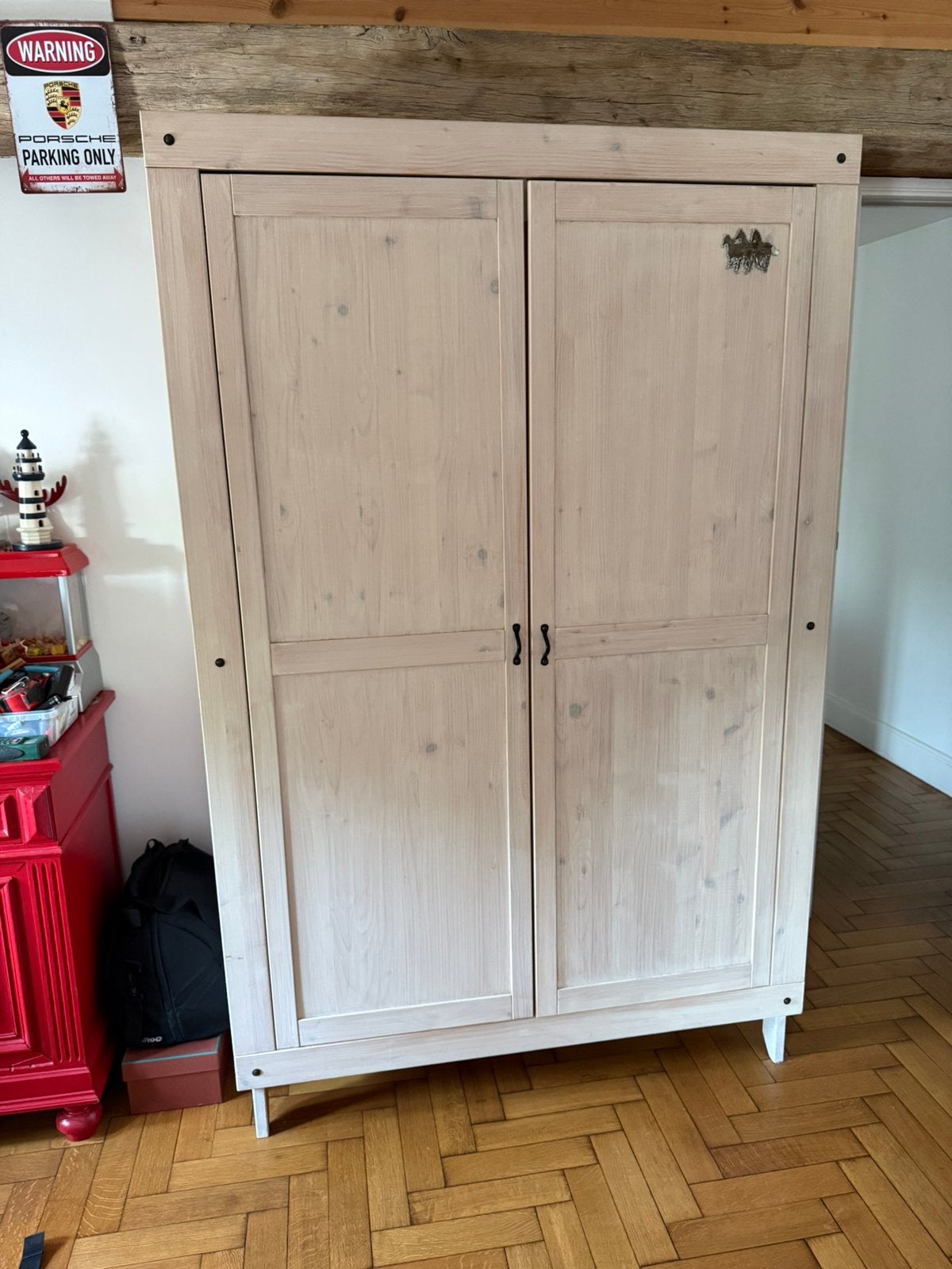 Garde robe penderie étagères en pin massif 187/120/55, Maison & Meubles, Avec tablette(s), Comme neuf, 100 à 150 cm, Pin