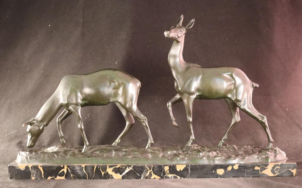Groot antiek bronzen Art Deco beeld, Art deco, Ophalen of Verzenden, Gepatineerd, Beeld