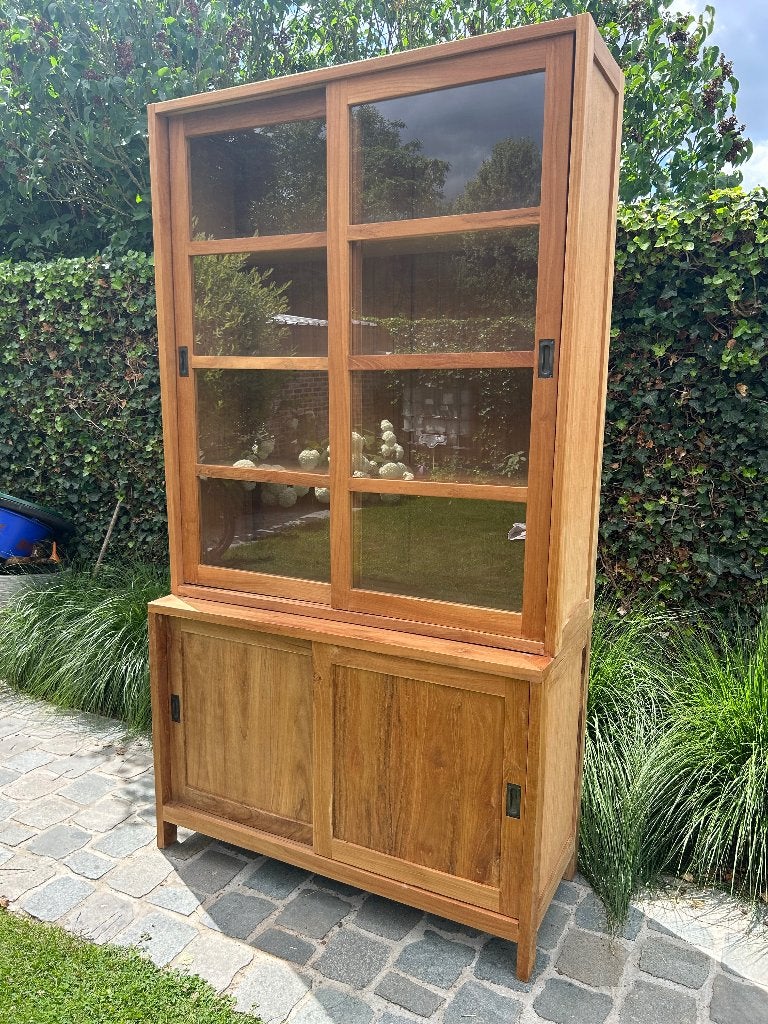 Teak vitrinekast, Maison & Meubles, Armoires | Vitrines, Utilisé, 200 cm ou plus, 100 à 150 cm, 50 à 75 cm, Avec porte(s), Teck