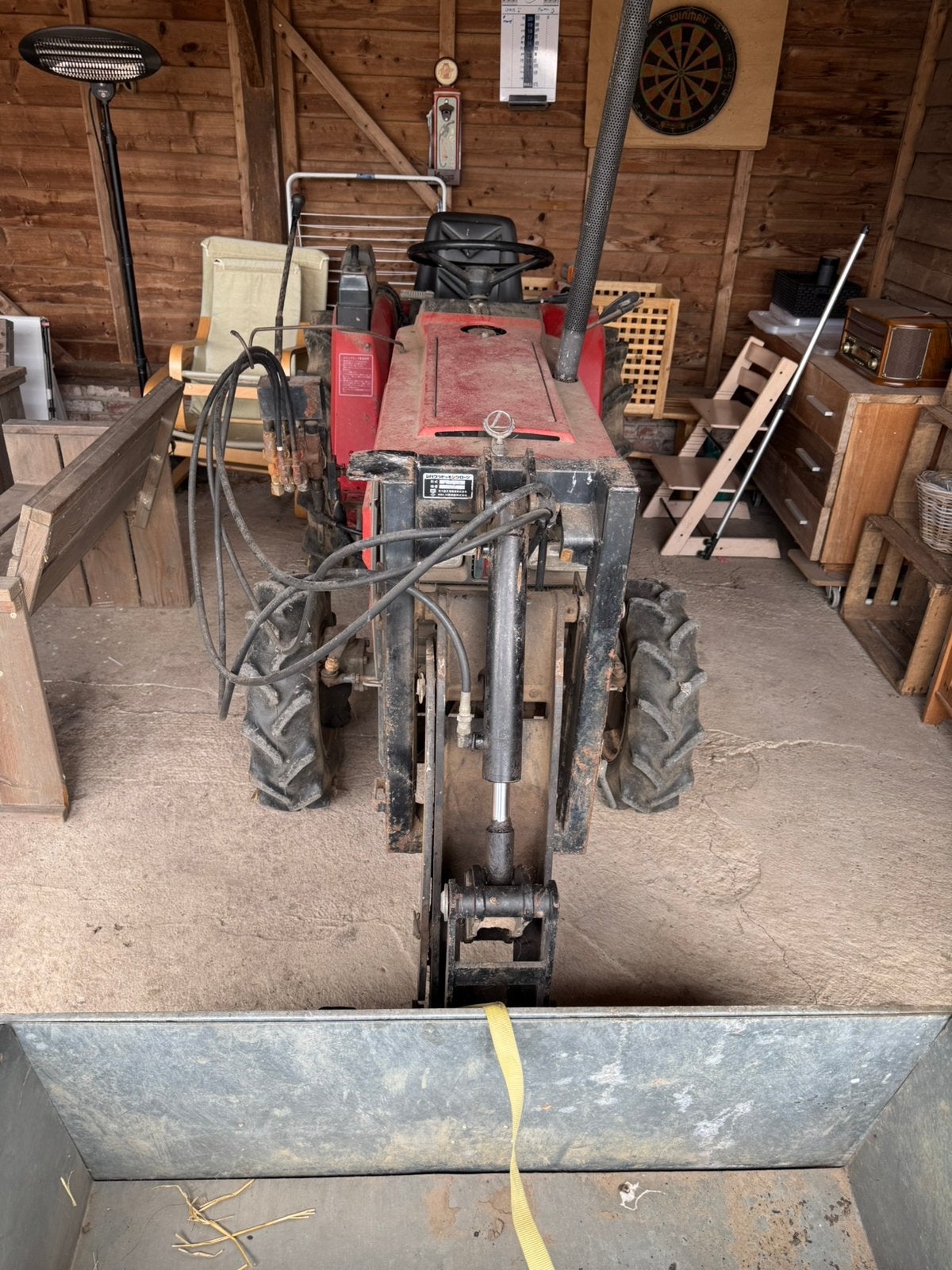 Shibaura SP17 minitractor met frontlader en frees, Enlèvement