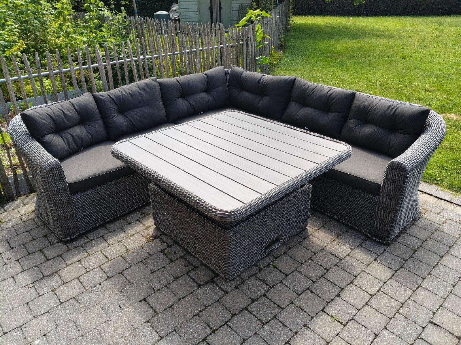 Loungeset L-vorm met grote tafel [NIEUWSTAAT], Enlèvement, Sets de jardin