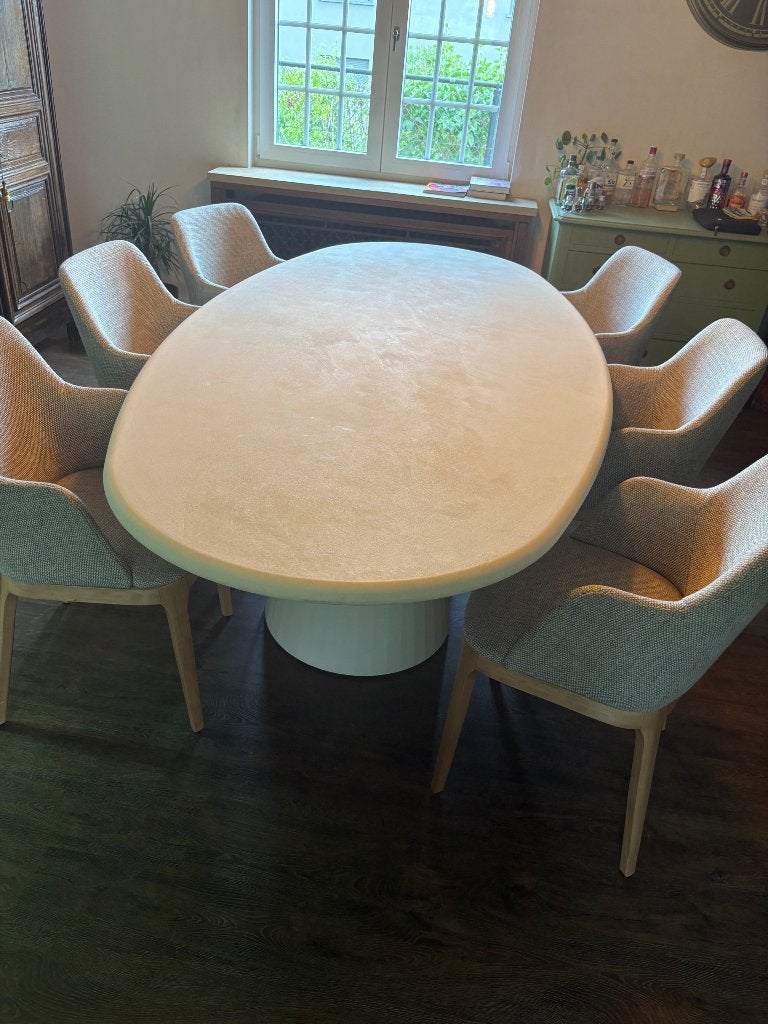 Eettafel + stoelen, Maison & Meubles, Enlèvement, Comme neuf, Cinq personnes ou plus, Ovale