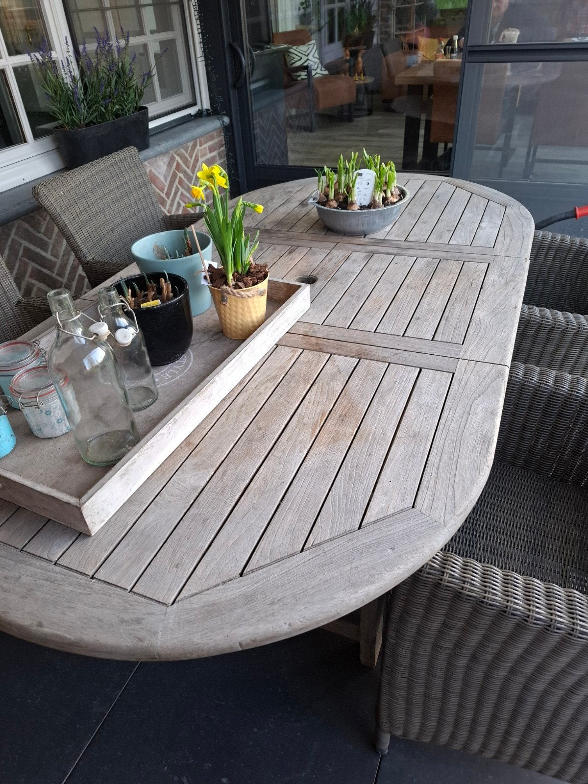Table de jardin en teck avec 6 chaises, Jardin & Terrasse, Enlèvement