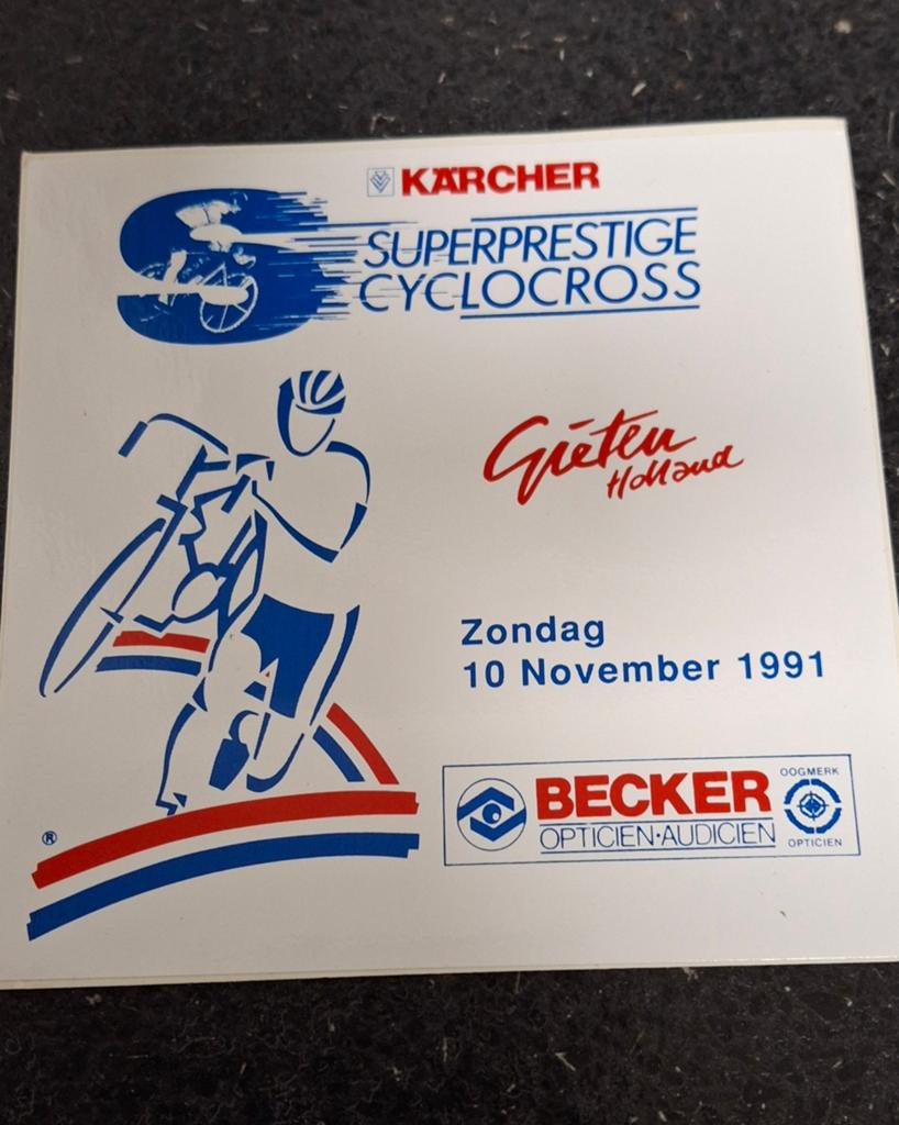 Vintage sticker wielrennen cyclocross superprestige 1991 NL, Verzamelen, Ophalen of Verzenden, Zo goed als nieuw, Sport