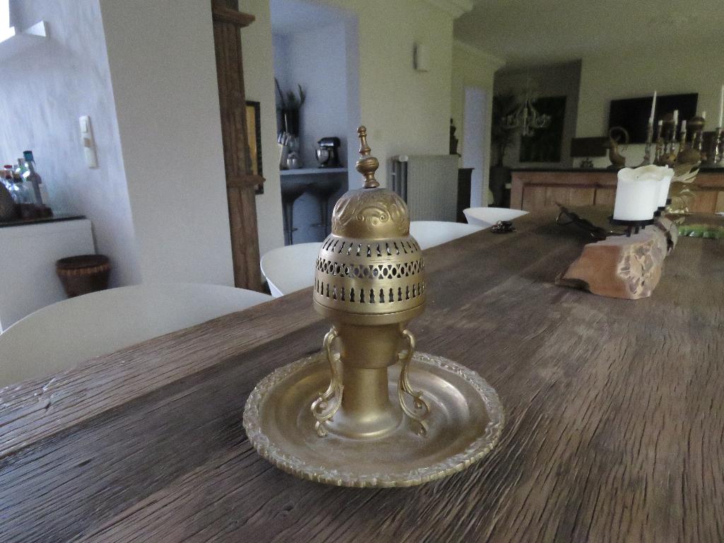 Oosterse goud gepatineerde antieke wierookbrander, Ophalen of Verzenden