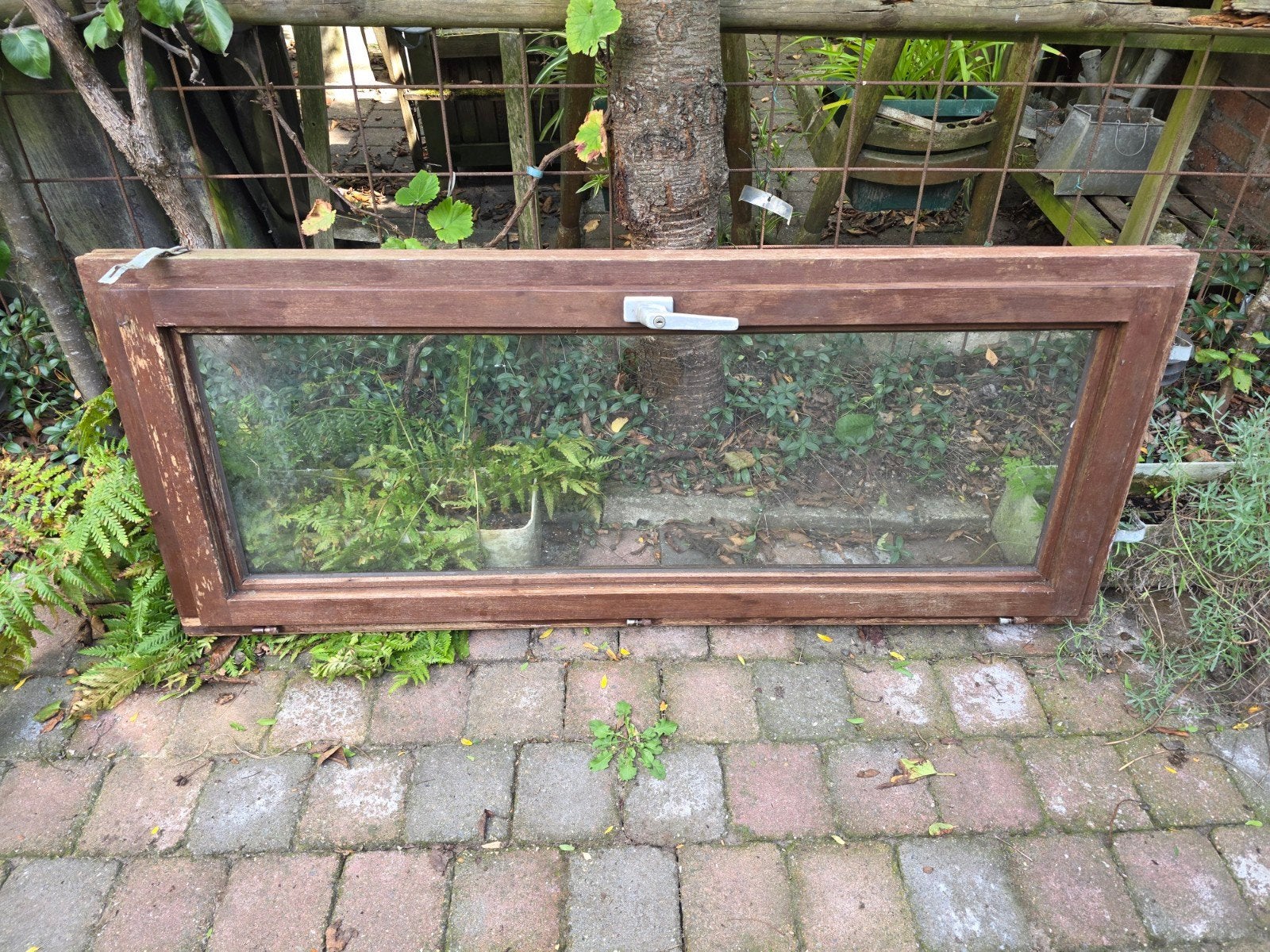 Horizontaal meranti raam met dubbel glas – 149 x 62 cm, Bricolage & Construction, Enlèvement, Bois