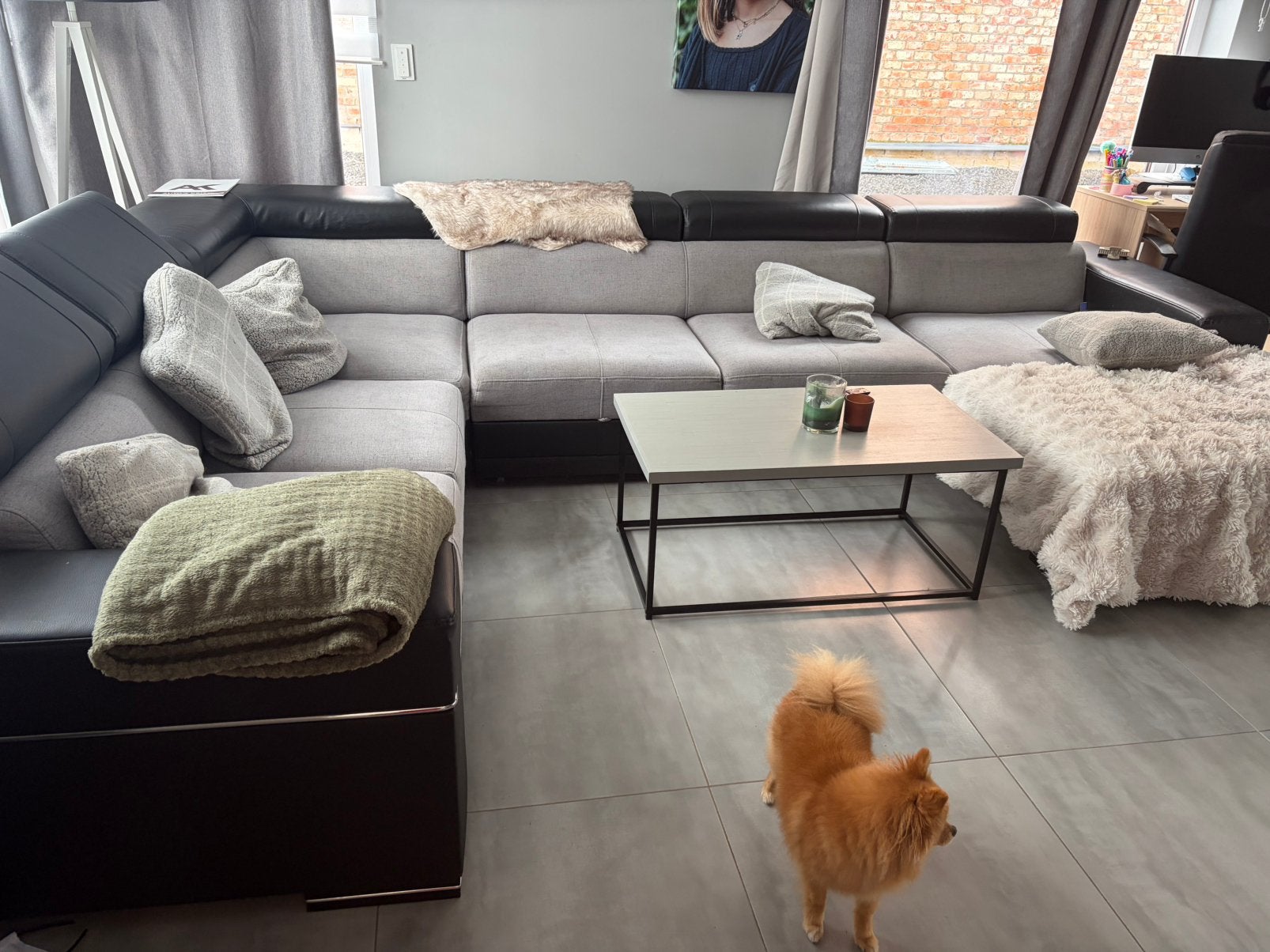 Ruime hoeksalon L-vorm, Ophalen, Gebruikt, Grijs, Modern