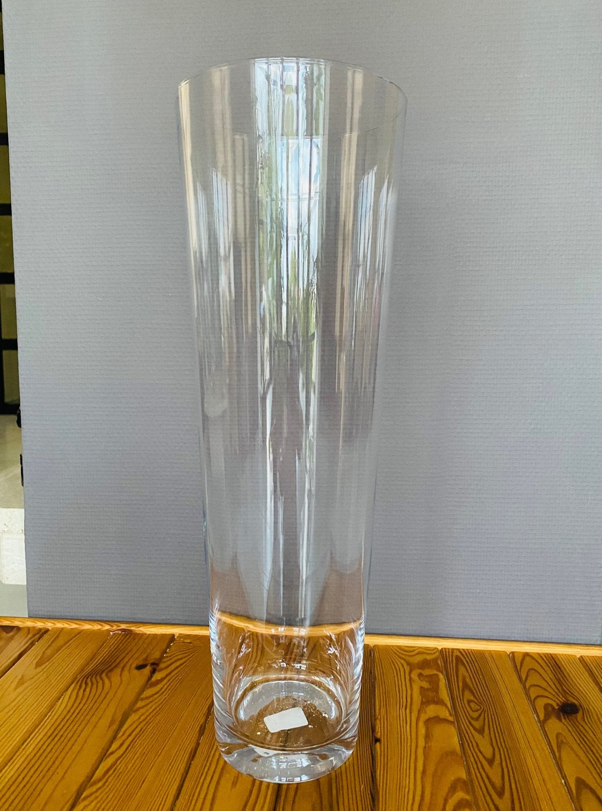Grand vase conique transparent - 50 cm, Transparent, Comme neuf, Verre, Enlèvement