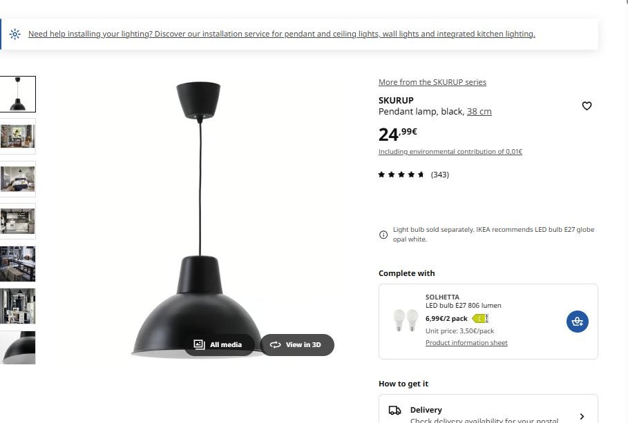 Lamp Suspension IKEA SKURUP – 5 €, Maison & Meubles, Lampes | Suspensions, Enlèvement, Neuf
