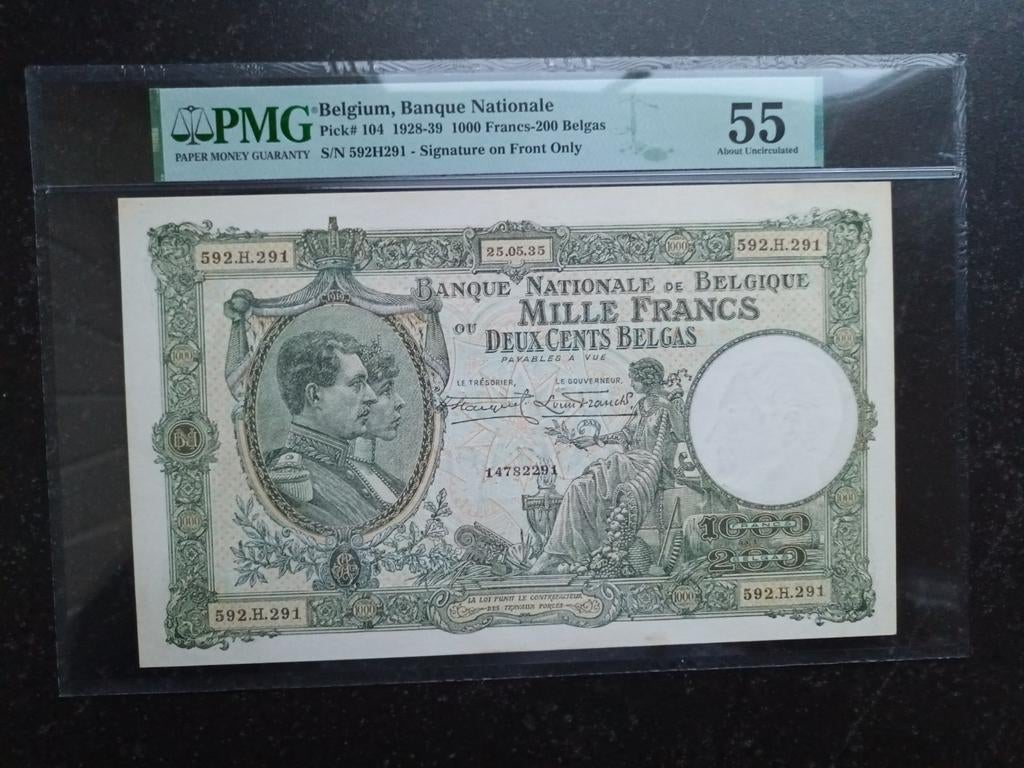 Uitzonderlijke 1000 francs 1935 PMG 55!!, Postzegels en Munten, Bankbiljetten | België, Los biljet, Ophalen of Verzenden