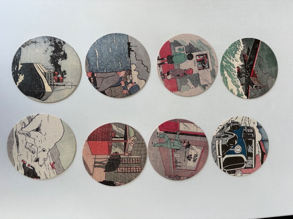 Kuifje onderleggers 8 verschillende, Ophalen of Verzenden, Kuifje, Nieuw, Plaatje, Poster of Sticker