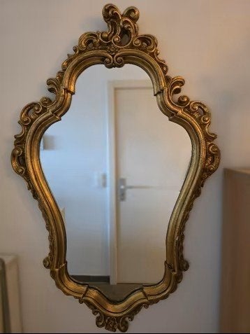 Vintage gold ornate mirror - Barok gouden spiegel, Antiquités & Art, Enlèvement