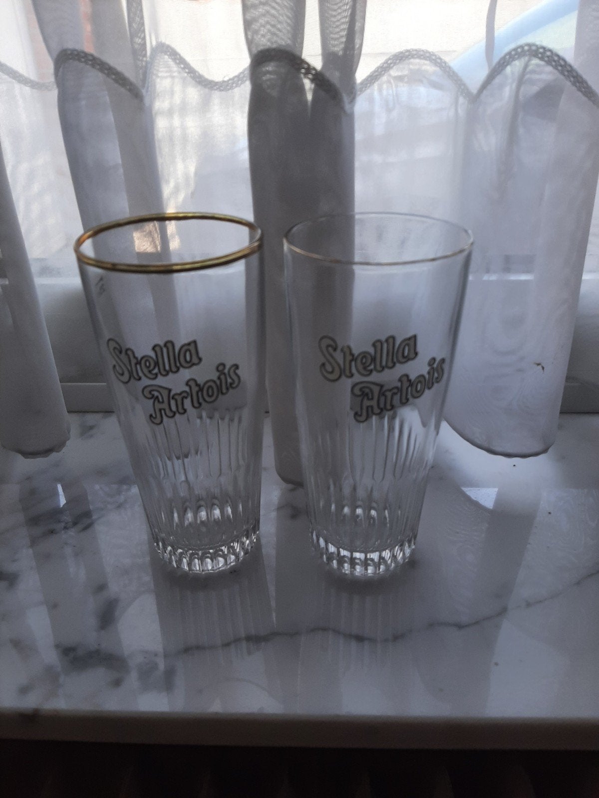2 vintage Stella Artois bierglazen 25 cl – oud logo – verzam, Ophalen of Verzenden