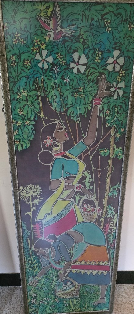 Batik schilderij, Overige stijlen, Doek, Portret of Personen, Batik