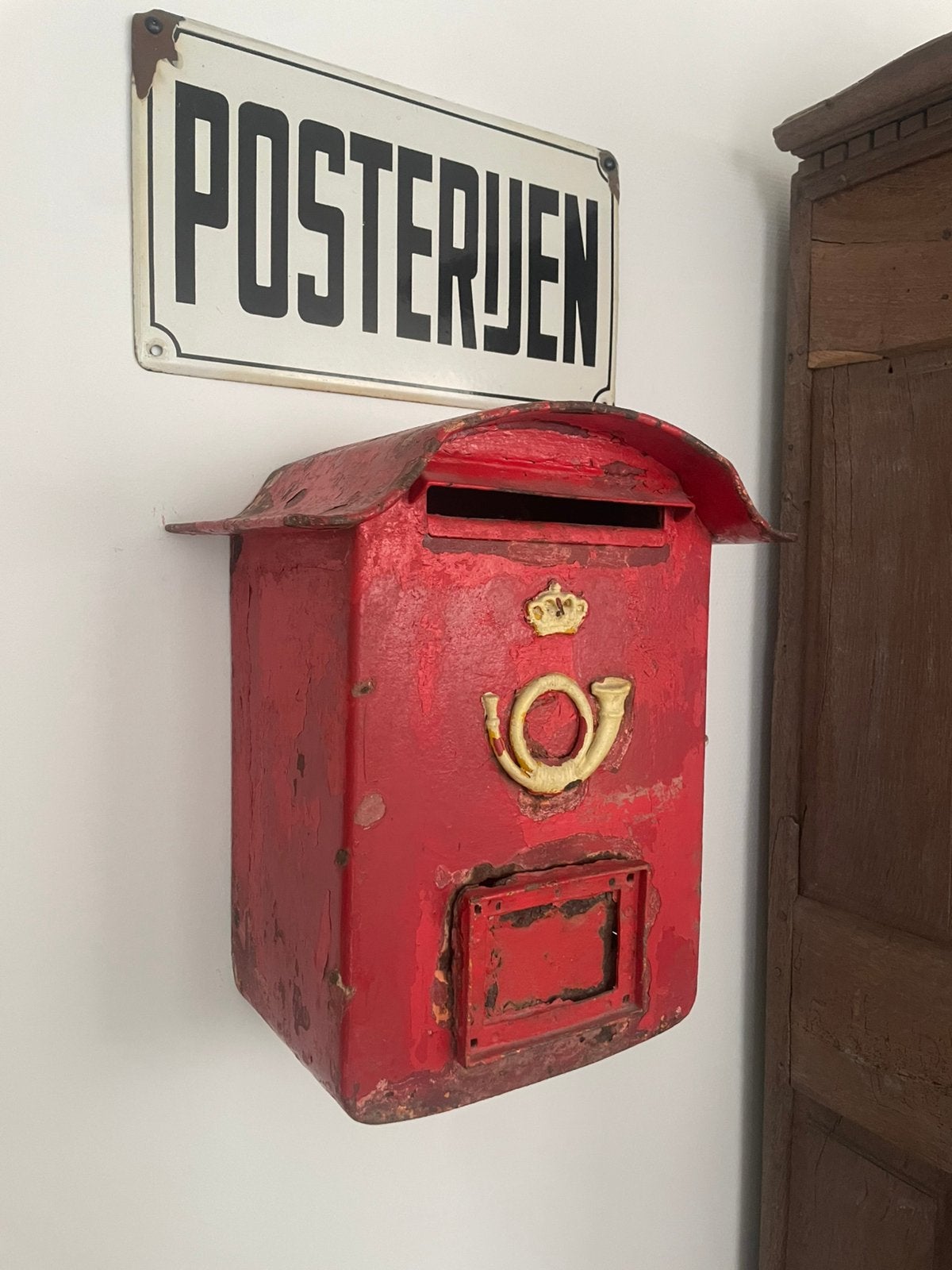 Oude post brievenbus en emaille bord, Verzamelen, Ophalen, Zo goed als nieuw