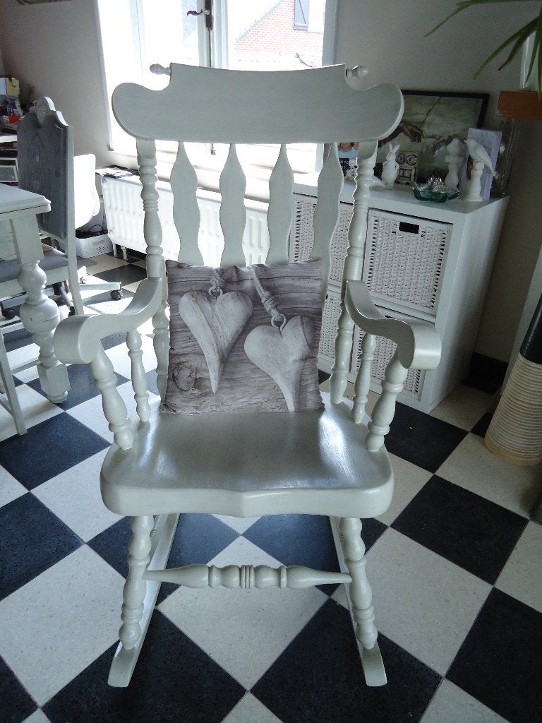 Superbe rocking chair en chêne cérusé. Années 1970. TBE., Enlèvement