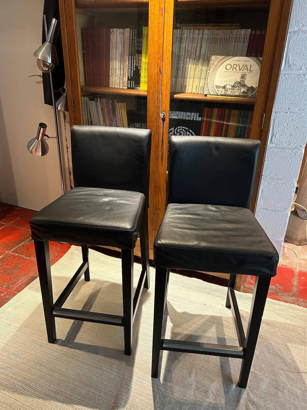 Chaises hautes cuir noir, Enlèvement, Comme neuf, Cuir
