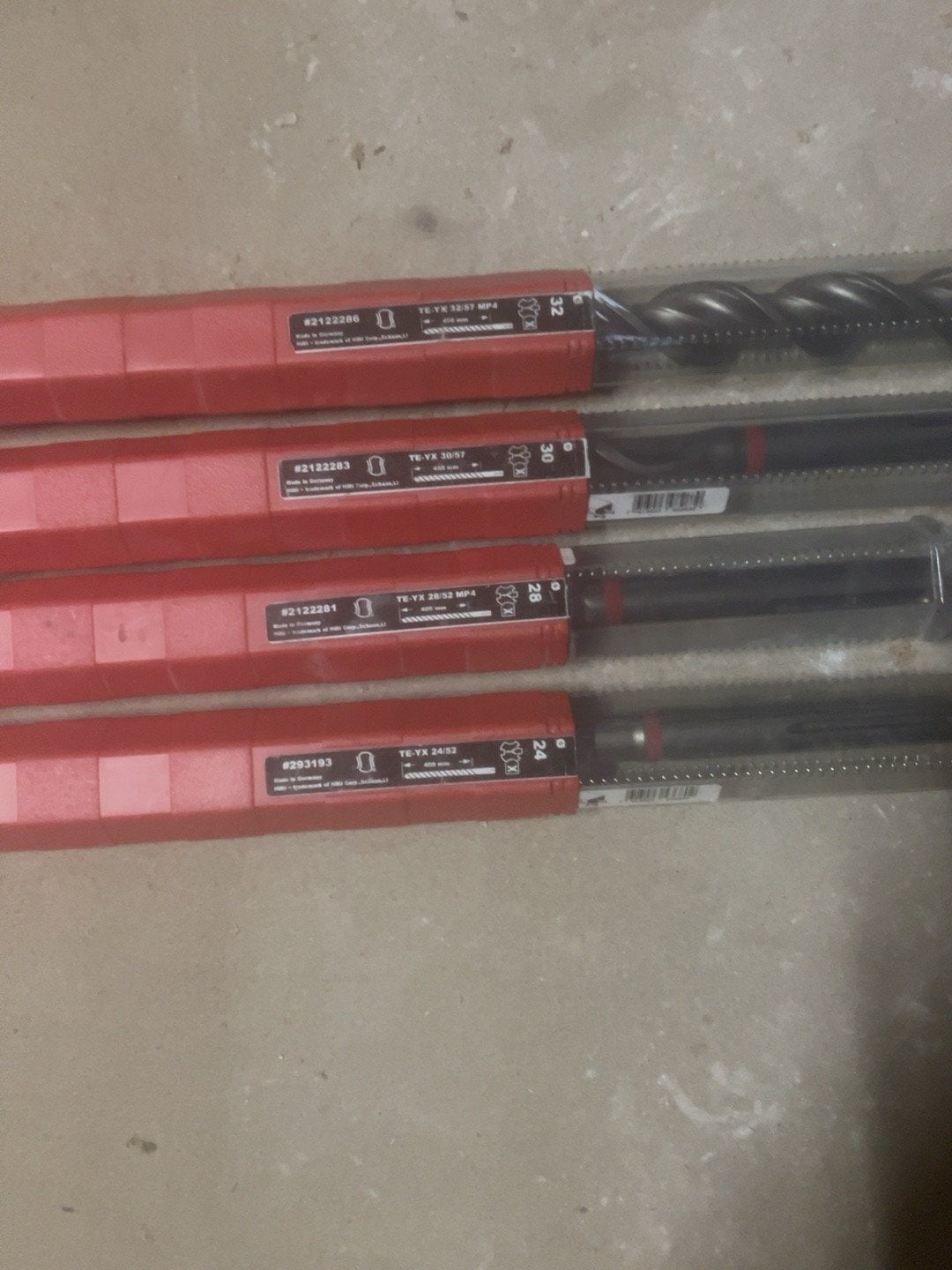 4 forets à béton Hilti TE-YX SDS-Max 24/28/30/32 mm - neufs, Enlèvement, Neuf, Autres types, Mécanisme de percussion