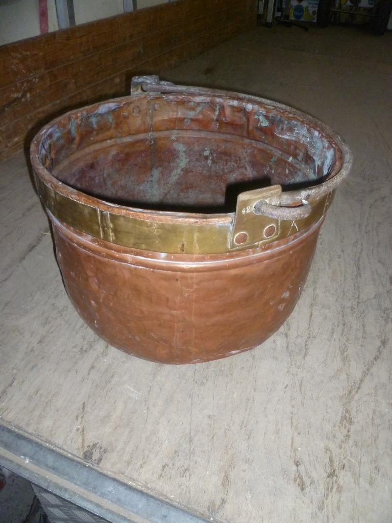 GROOTE OUDE ROODKOPEREN KETEL, Antiek en Kunst, Ophalen