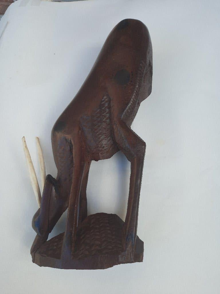 houten beeld van een antilope prima staat, Bois, Enlèvement ou Envoi, Brun, Autres sujets