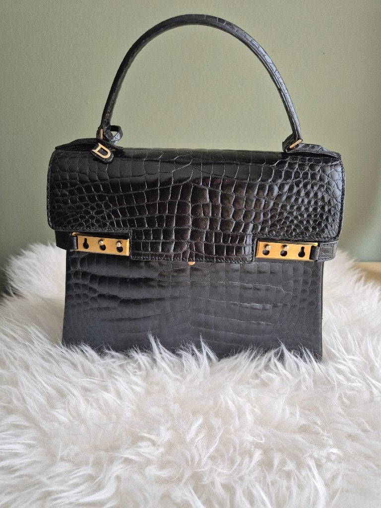 Delvaux Tempête krokodil handtas (vintage), Handtassen en Accessoires, Ophalen, Gebruikt, Zwart, Handtas