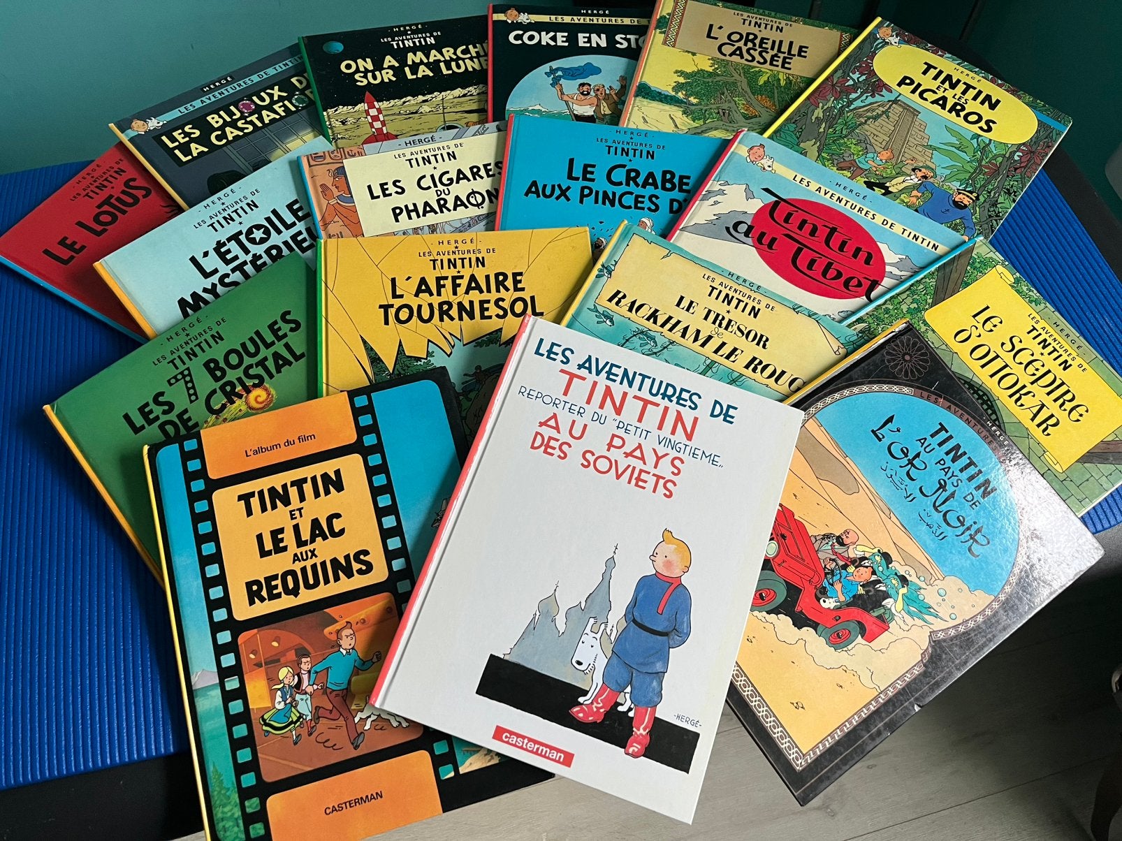 Lot 17 albums Tintin – Hergé – Casterman – 1980 + Soviets, Livres, Plusieurs BD, Enlèvement ou Envoi, Utilisé