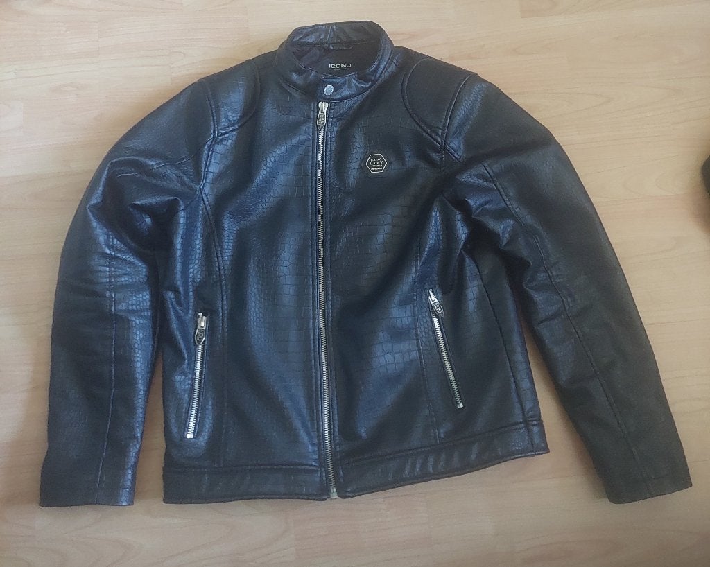 Icon LXRY zwarte leren jas maat S zo goed als nieuw, Kleding | Heren, Jassen | Winter, Ophalen, Gedragen, Maat 46 (S) of kleiner